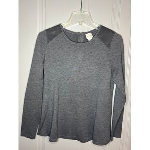 Chico's size S (see Sz chart)pullover crew neck sweater back zip faux suede pads